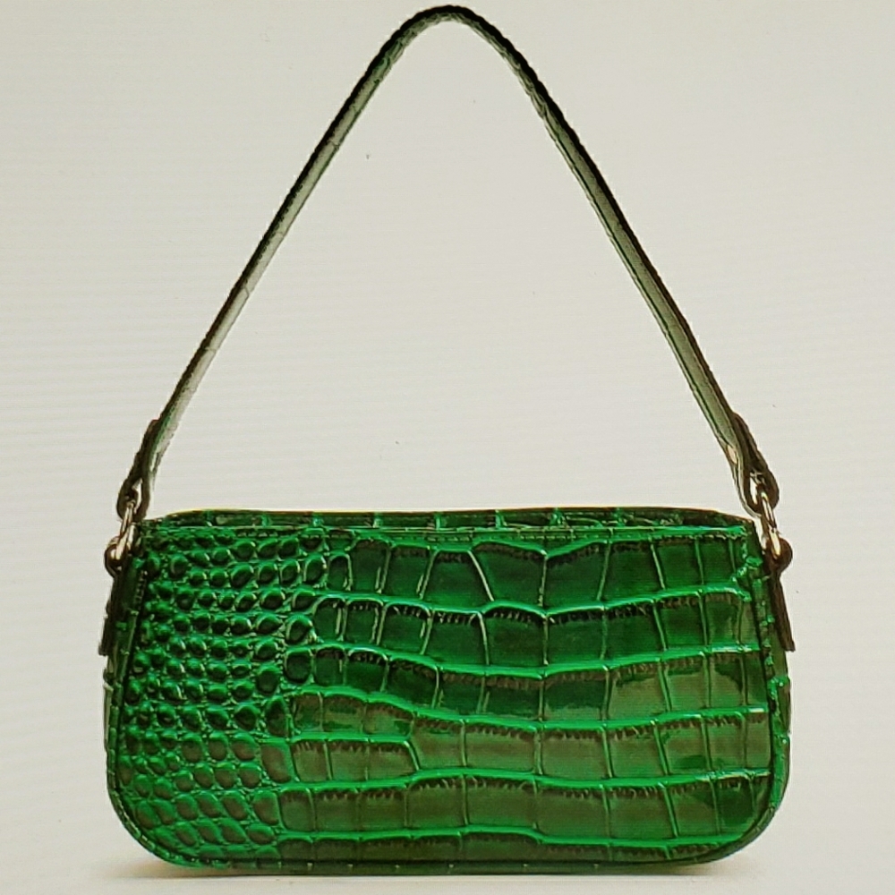 Green Croc Baguette Bag